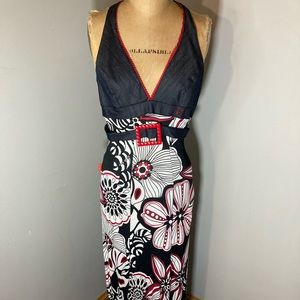 Gorgeous Artigli Black Red And White Halter Maxi Dresd